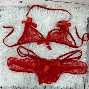 Lace Strappy Skimpy Lingerie Bralette & Panty Set